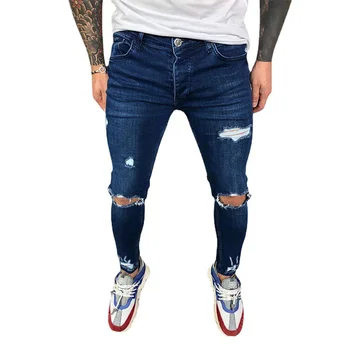 2022, мужские джинсы, Маленькие Джинсы, Эластичные Джинсы, Новые Уличные мужские Джинсовые брюки, облегающие брюки полной длины