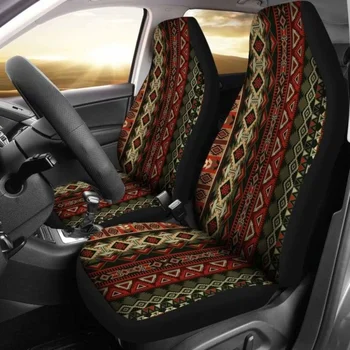Красно-коричневые чехлы для автомобильных сидений в стиле бохо ацтеков, комплект из 2 универсальных защитных чехлов для передних сидений
