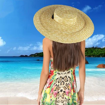 Женская соломенная шляпа с широкими полями, длинная лента, женская пляжная шляпа, Летняя кепка с солнцезащитным козырьком