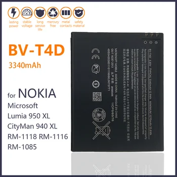 100% Оригинальный Аккумулятор BV-T4D Для Nokia Microsoft Lumia 950 XL CityMan 940 XL RM-1118 RM-1116 RM-1085 3340 мАч, Новые Аккумуляторы для телефонов