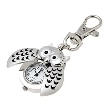 Новые Женские часы Mini Fob, Металлическое кольцо для ключей Высшего качества, Сова, Двойные открытые часы Для женщин, Серебряные Кварцевые часы Reloj