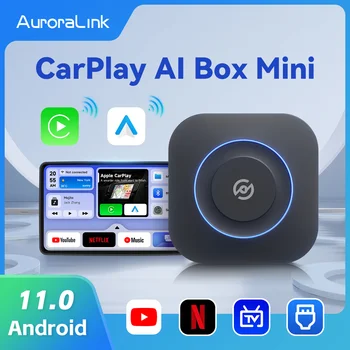 AuroraLink Carplay AI Box Mini Android 11 Carplay Smart Box Мультимедийный Беспроводной Carplay Android Auto Для Audi Skoda VW Toyotat