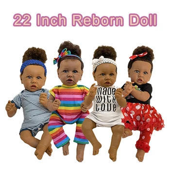 55 см, черная афроамериканка, маленькая Bebe, кукла Реборн, Ткань для Тела, Африка, красивая девочка, игрушки, подарки, игрушка на День Рождения, Прямая доставка