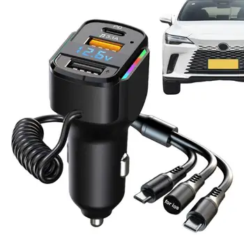 Автомобильное Зарядное устройство 3-в-1 Spring Fast Charging Line PD Dual USB Автомобильный Адаптер Зарядного Устройства Многофункциональная Автомобильная Зарядная Головка Для Автомобиля