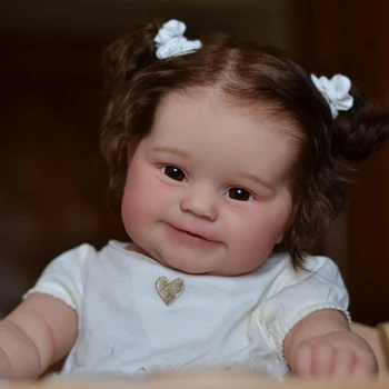 NPK 24 дюйма, уже готовая раскрашенная кукла, возрожденная Малышка, девочка Мэдди, 3D кожа с ручным корнем, кукла с каштановыми волосами