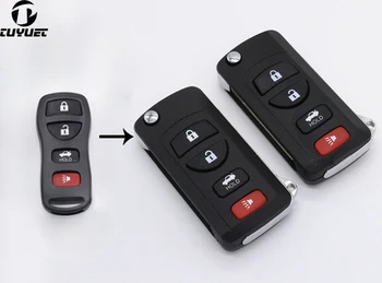 Модифицированный Флип-складной чехол для дистанционного ключа Nissan Sylphy Tiida с 4 Кнопками, 3 + 1 Кнопки, Заготовки для автомобильных ключей