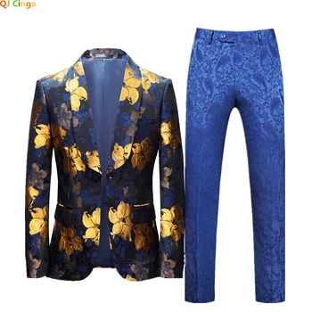Высококачественный Мужской костюм, 2 предмета, пиджак и брюки для свадебной вечеринки, стильный мужской приталенный блейзер, комплект