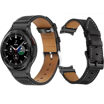 Кожаные ремешки для Samsung Galaxy Watch 5 Pro 45 мм 44 мм 40 мм/Galaxy Watch 4 Classic 42 мм 46 мм, бесшовный ремешок для смарт-часов
