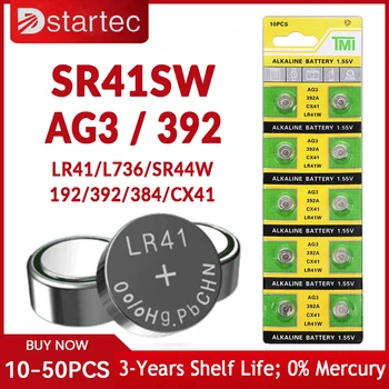10-50 Шт 1,55 V AG3 LR41 Кнопочные Батарейки SR41 392 192 Круглая Ячейка для Монет Щелочная Батарея L736 384 SR41SW CX41 Для Часов Игрушки Часы