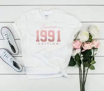 Розовое золото - футболка с ограниченным тиражом на 30-летие 1991, подарок для нее и для него, рубашка для вечеринки 30-летия, рубашка унисекс