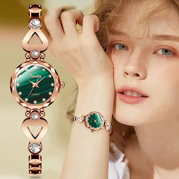 SUNKTA Small Classic Lady Женские часы, Японский Кварц, Элегантные модные часы, браслет из вольфрамовой стали, Подарочная коробка для девочек на День рождения