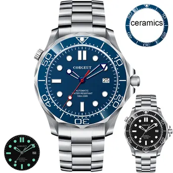 41 мм Новые Мужские Наручные часы Corgeut с Синим Циферблатом, Японские Часы NH35, Керамический Ободок, Автоматические Часы Для Мужчин, Светящиеся Часы Для Дайвинга
