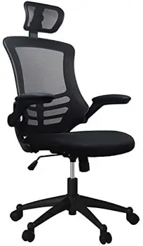 Эргономичное Офисное Кресло с высокой спинкой, Офисное Кресло для руководителя из сетки для домашнего офиса с регулируемым подголовником и откидывающимися подлокотниками, Черный