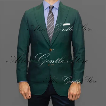 Темно-зеленый мужской костюм, классический блейзер, костюм Homme, сшитый на заказ, 2 предмета, деловое вечернее платье