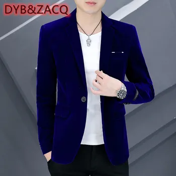 Мужской маленький костюм DYB & ZACQ, Модное повседневное пальто в стиле Вестерн, однотонный молодежный золотой Бархатный маленький костюм, мужская куртка