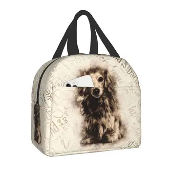 Длинношерстная собака Такса, Изолированная сумка для ланча для женщин, Переносная Барсучья Колбаса, Сосиска, термоохладитель, Ланч-бокс для пикника, Путешествия