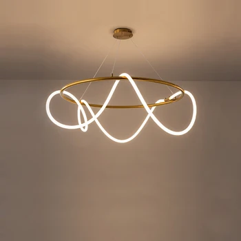 Дизайнерские подвесные светильники в стиле минимализм с регулируемой яркостью LED Золотистого и серебряного цвета, Подвесной светильник Lampen, Подвесной светильник для столовой