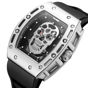 BAOGELA Bold часы с черепом, силиконовые мужские часы, водонепроницаемые спортивные кварцевые часы