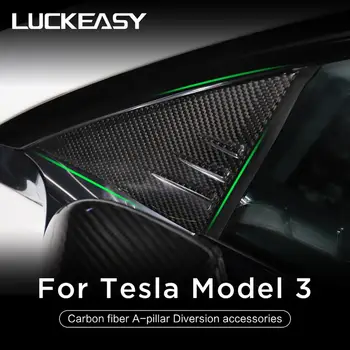 Для Tesla Model 3 Автомобильные аксессуары Модификация экстерьера model3 2023 Настоящее углеродное волокно Декоративная накладка на окно в виде треугольника