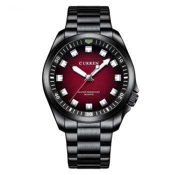 Простые Кварцевые мужские часы Модный деловой бренд Водонепроницаемый Светящийся ремешок из нержавеющей стали Мужские часы Relogios Masculino 8451