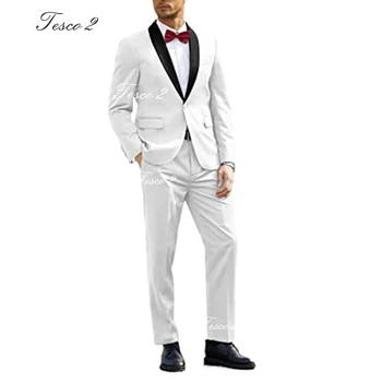 Приталенный костюм из 2 предметов для Мужчин, Высококачественный Роскошный мужской костюм для Свадебной вечеринки, Вечерний костюм с контрастным Отворотом и Длинным рукавом Для Мужчин