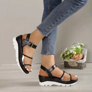 Летние женские Золотистые босоножки на платформе и каблуке с перекрестным ремешком на щиколотке, открытый носок, Пляжная женская обувь для вечеринок, Zapatos Sandals, Женская обувь