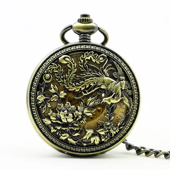 Волшебный Феникс Летающая птица Механические карманные часы Винтажный стиль джентльмена в стиле стимпанк Для мужчин и женщин Ожерелье Подвесные часы