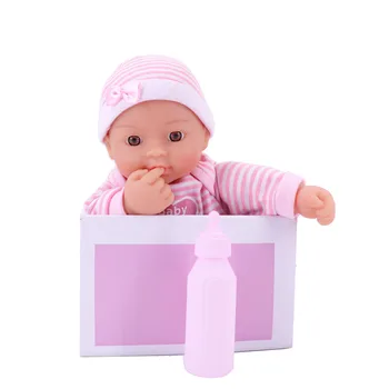 11-дюймовая милая девочка -мини Новорожденный ребенок-100% машинная стирка, поставляется с детской бутылочкой ， Рождественский подарок из мягкого винила