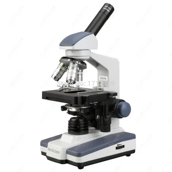 Ветеринария-AmScope Поставляет 40X-1000X Светодиодный Монокулярный Составной микроскоп с двухслойной механической ступенью