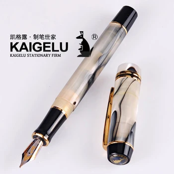 MMS KAIGELU 316 Классическая перьевая иридиевая ручка с золотым зажимом, Акриловый мраморный бочонок, Средний наконечник, Модный деловой подарок