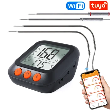 Умный термометр для барбекю Tuya Wifi, управление приложением для мобильного телефона Tuya smart life, измерение температуры воды