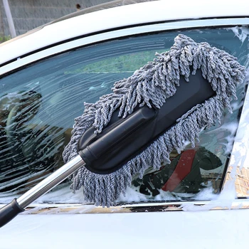 Автомобильный пылесборник для мытья воском Внутренняя внешняя щетка для чистки из тонкого волокна, многоцелевой инструмент для чистки окон с выдвижной ручкой