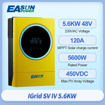 EASUN Гибридный Солнечный Инвертор 5.6kW 48V 230VAC MPPT Солнечное зарядное устройство 120A С Высоким Фотоэлектрическим Входом 500VDC Зарядное Устройство 100A Сенсорный ЖК-дисплей