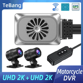 Tebang WiFi Мотоциклетная Регистраторная Камера с Двойной UHD 2K DVR Камерой Водонепроницаемая WDR GPS Мотоциклетная Камера
