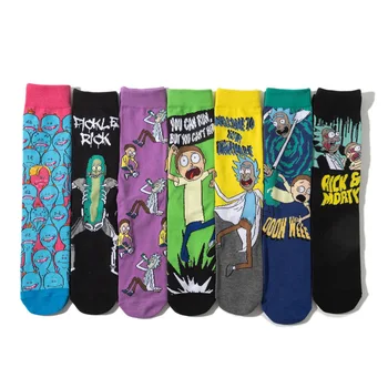 Кавайные Мужские носки Happy Funny Cartoon Socks, Хлопковые повседневные носки для пар, Носки в стиле хип-хоп в стиле Харадзюку, Мультяшные Унисекс