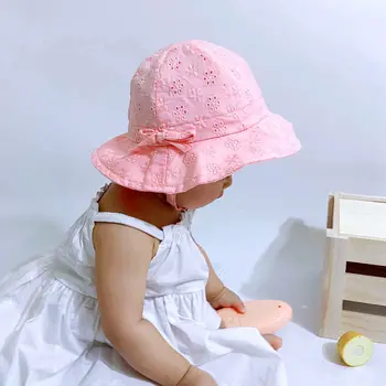 2023, Новая весенне-летняя уличная шляпа для маленьких девочек, кружевная шляпа рыбака с бантом, детская солнцезащитная шляпа, Детские солнцезащитные кепки, солнцезащитная кепка для малышей