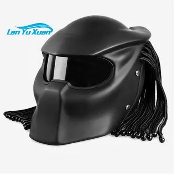 Высококачественный АБС-пластик в стиле ретро, крутой стиль, гоночный шлем для мотоциклов Predator M/L/XL с сигнальными лампочками