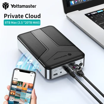 Корпус жесткого диска Yottamaster 1Bay NAS Private Cloud Network Корпус жесткого диска для 2,5/3,5-дюймового диска SATA емкостью 20 Тб