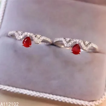 KJJEAXCMY изысканные ювелирные изделия из стерлингового серебра 925 пробы, инкрустированные натуральным рубином, мода для девочек в китайском стиле, простое кольцо с каплей воды, тест поддержки
