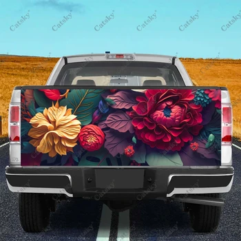 Красочные листья Цветы Наклейки на грузовик Наклейка на заднюю дверь грузовика, наклейки на бампер, графика для легковых автомобилей, грузовиков, внедорожников