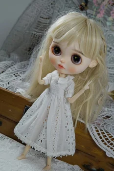 Blythe clothes платье ручной работы, кукольный воротник, белая юбка 1/6 30 см, BJD, аниме для девочек (подходит для Pullip, Ob24, Licca)