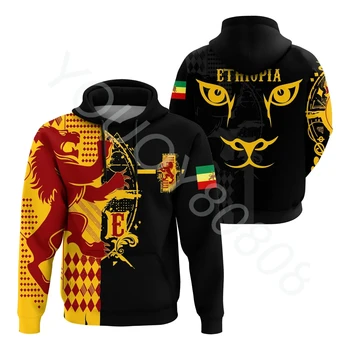 Новый Пуловер с эфиопским королем Львом, Черная Африканская Одежда, Мужская толстовка с капюшоном на молнии, спортивная куртка в стиле ретро Харадзюку