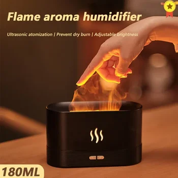 Ультразвуковой Увлажнитель воздуха с Имитацией пламени Диффузора эфирного масла USB, Освежитель воздуха для домашнего Офиса, Распылитель для успокоения сна, Ароматизатор