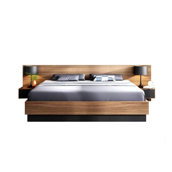 Индивидуальные современные спальные гарнитуры Деревянные кровати для хранения МДФ Татами Каркас двуспальной кровати с местом для хранения и изголовьем