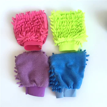 Перчатка для мытья автомобиля без царапин Премиум-класса из синельной микрофибры, односторонняя ультрамягкая перчатка для мытья автомобиля, внедорожника, грузовика (розово-красная)