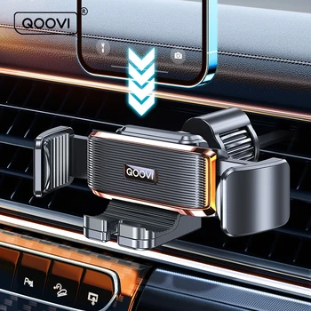 Автомобильный Держатель Телефона QOOVI, Мобильная Подставка, Вентиляционный Зажим, Гравитационное Крепление Для смартфона, Поддержка GPS Для iPhone 13 Pro 8 Samsung Xiaomi Redmi
