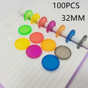 Цветное матовое полупрозрачное пластиковое связующее кольцо 100PCS32MM, пряжка для переплета, блокнот с отрывными листами, расходные материалы для переплета с отверстием в виде гриба.